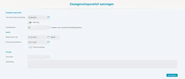 AFAS Zwangerschapsverlof aanvragen